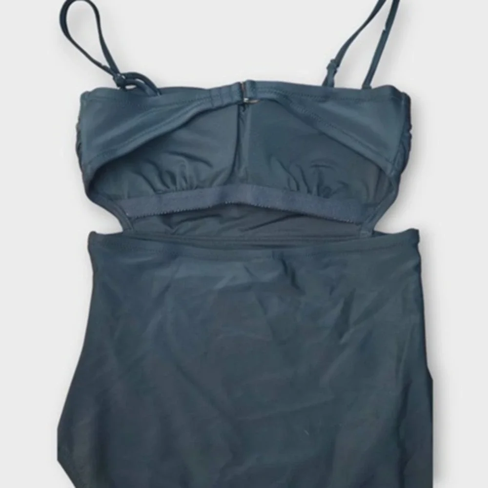 J. Crew Back Cutout One-Piece Swimsuit Black S Minimalist Resort Vacation NWT